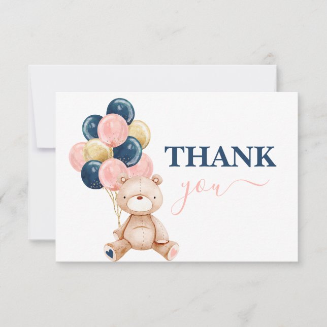 Carte De Correspondance Teddy Bear Genre révéler merci (Devant)