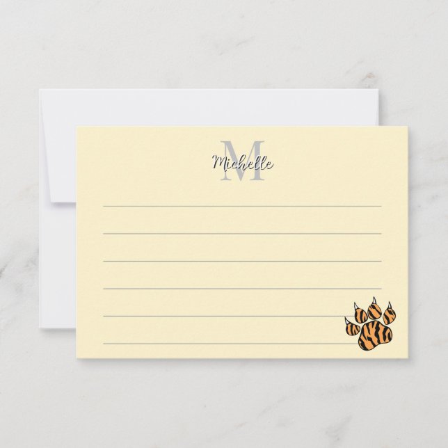 Carte De Correspondance Template Lined Monogram Custom (Devant)