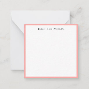 Carte De Correspondance Tendance Élégant Simple Rose Pâle & Blanc Nom