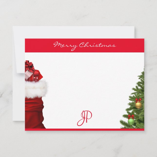 Carte De Correspondance Texte Joyeux Noël Monogramme Calligraphie Script (Devant)