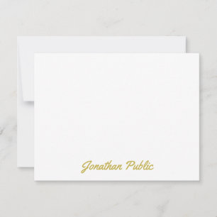 Carte De Correspondance Texte personnalisé de script de couleur or personn