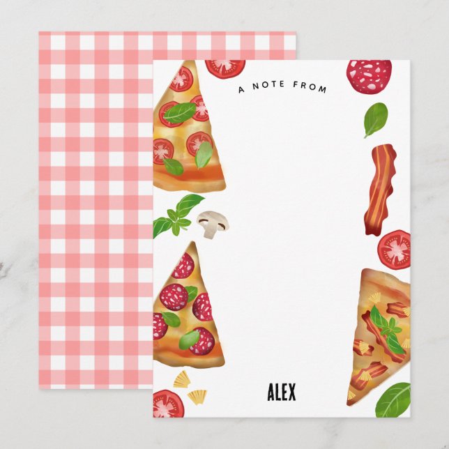 Carte De Correspondance Thème de fête d'anniversaire pizza aquarelle pour  (Devant / Derrière)