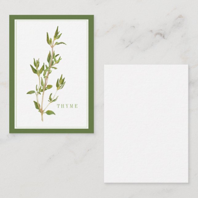 Carte De Correspondance THYME 3.5x2.5 Foncé / Vert (Devant / Derrière)
