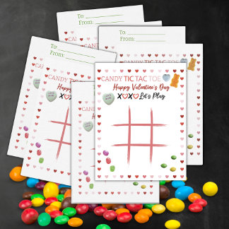 Carte De Correspondance Tic Tac Toe de la Saint-Valentin avec des bonbons
