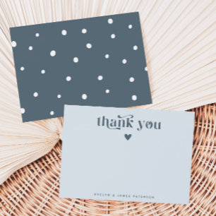 Carte De Correspondance Tourbillonnant Retro Merci Coeur acier bleu