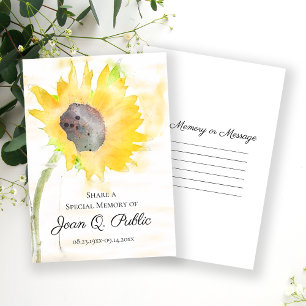 Carte De Correspondance Tournesol jaune dans Vase Partager une mémoire Fun