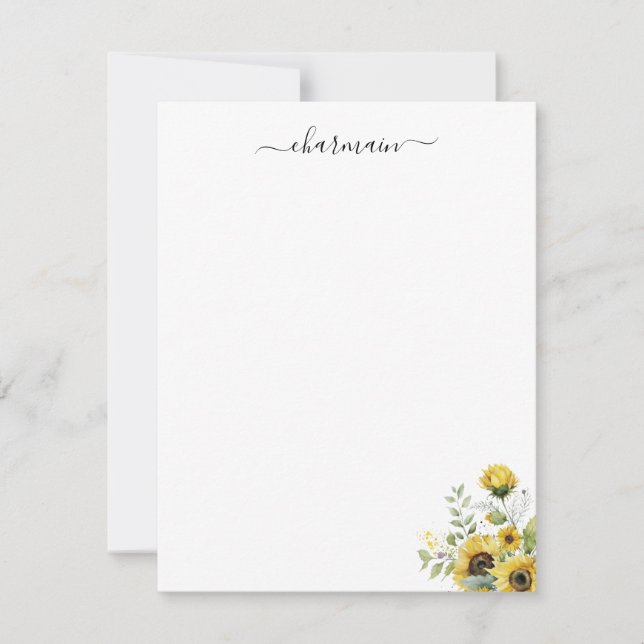 Carte De Correspondance Tournesol minimaliste simple (Devant)