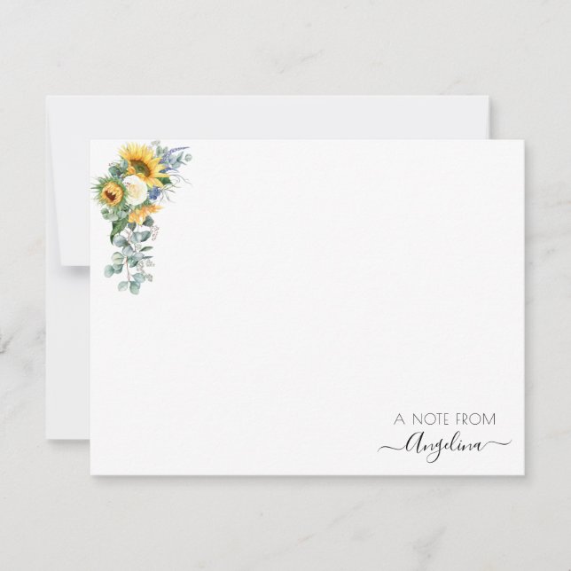 Carte De Correspondance tournesol rustique verdure fleurie personnalisée (Devant)
