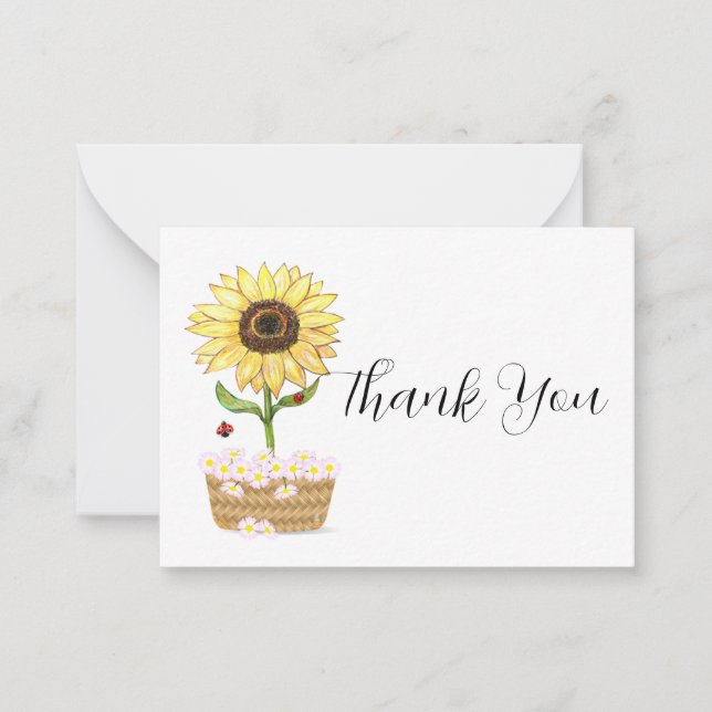Carte De Correspondance Tournesols En Merci Pots (Devant)