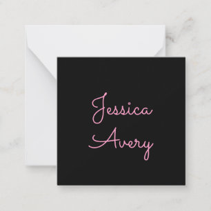 Carte De Correspondance Tout nom   Script rose modifiable Cool sur noir