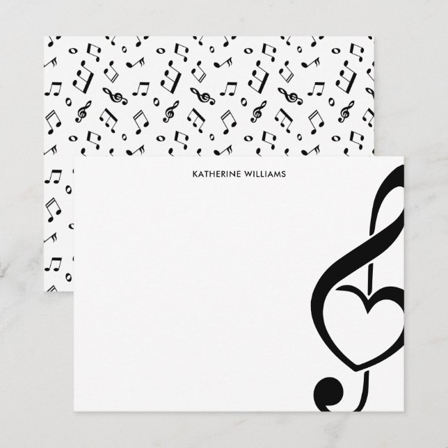 Carte De Correspondance Treble Clef Heart Music Note personnalisée (Devant / Derrière)