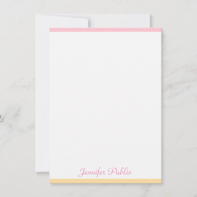 Carte De Correspondance Trendy rose jaune moderne à la main Nom du script  (Devant)