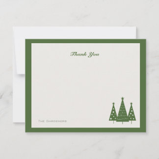 Carte De Correspondance Trio d'arbres de Noël | Merci plat