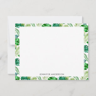 Carte De Correspondance Tropical Green Monstera Palm Feuilles Safari Jungl
