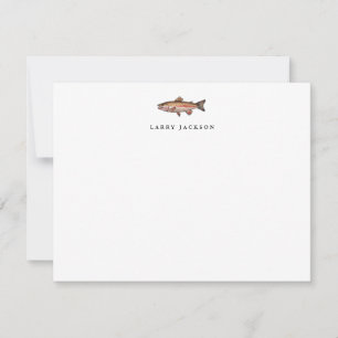 Carte De Correspondance Truite arc-en-ciel à l'aquarelle pêche à plat