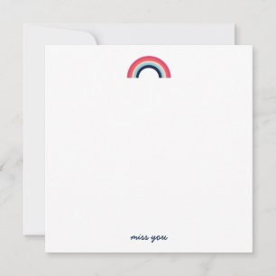 Carte De Correspondance Tu me manques Arc-en-ciel moderne en bleu