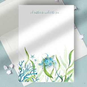 Carte De Correspondance Turquoise Aquarelle