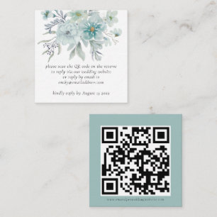 Carte De Correspondance Turquoise Florals QR Code Mariage RSVP Enclôture