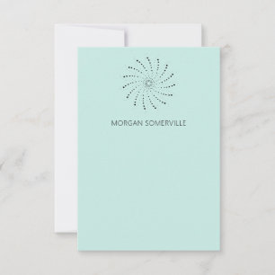 Carte De Correspondance Turquoise Moderne Spirale Élégante Pointillée