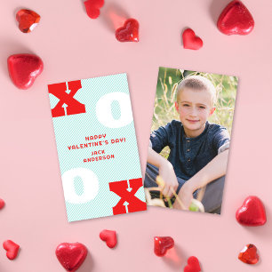 Carte De Correspondance Type moderne XOXO Aqua Valentine's Classroom Photo
