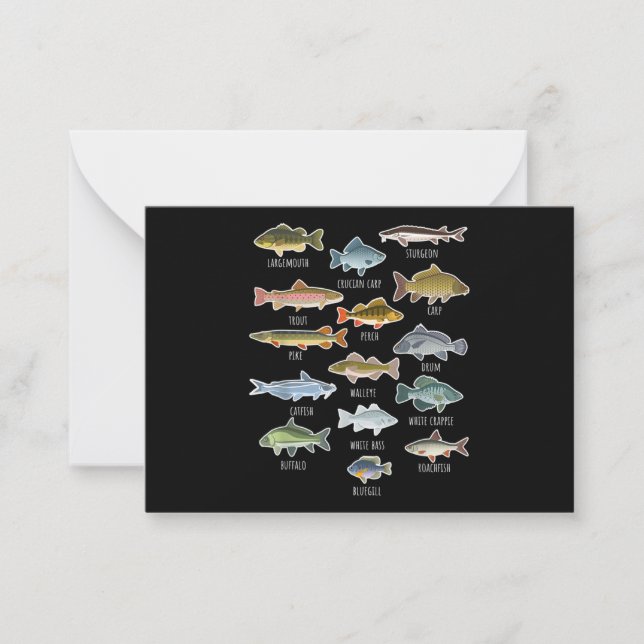 Carte De Correspondance Types D'Espèces De Poissons D'Eau Douce Pêche (Devant)