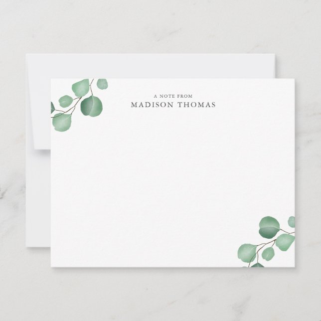 Carte De Correspondance Typographie classique simple d'Eucalyptus (Devant)