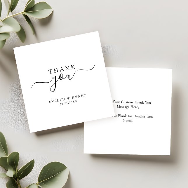 Carte De Correspondance Typographie de script Boho Merci Mariage minimal (Créateur téléchargé)