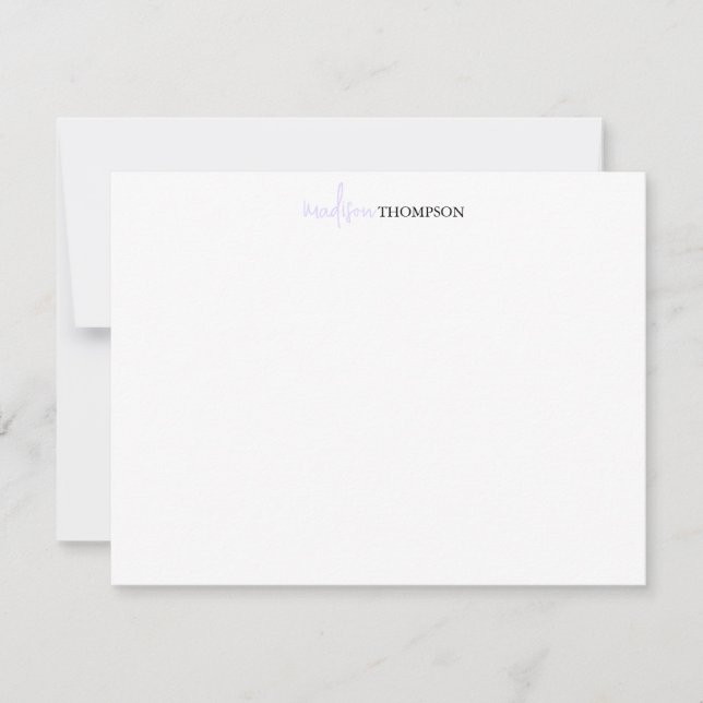 Carte De Correspondance Typographie de script Pale Lavender (Devant)