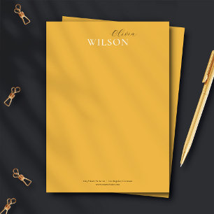 Carte De Correspondance Typographie minimaliste de script moutarde Jaune