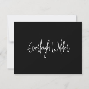 Carte De Correspondance Typographie minimaliste simple et moderne noir