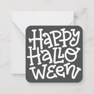 Carte De Correspondance Typographie moderne mignonne Crâne blanc Happy Hal