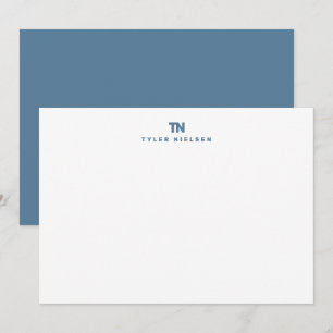 Carte De Correspondance Typographie Monogramme Bleu Ardoise