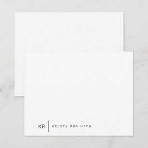 Carte De Correspondance Typographie Monogramme Minimaliste Gris Plat