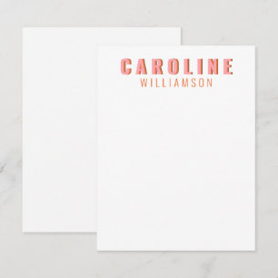 Carte De Correspondance Typographie rétro rose et orange Nom personnalisé