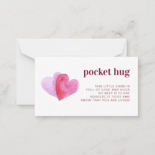 Carte De Correspondance Un câlin de poche Cœurs aquarelle