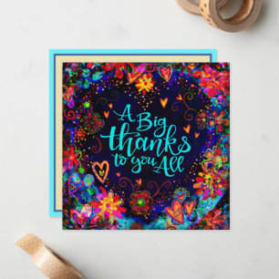 Carte De Correspondance Un grand merci à vous tous Floral Heart Modern