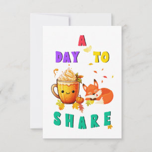 Carte De Correspondance Un Jour Pour Partager Ginkgo Oak Botany Fox Thanks