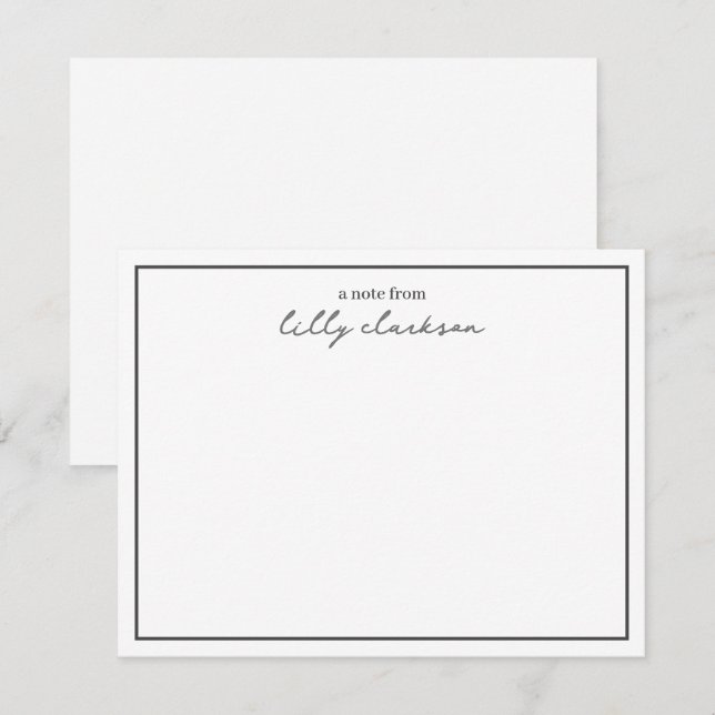 Carte De Correspondance Une note de la bordure de script monogramme noir b (Devant / Derrière)