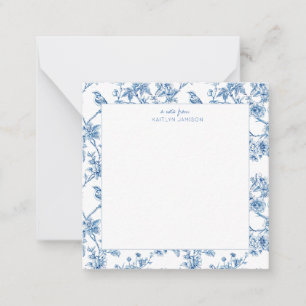 Carte De Correspondance Une note de   Note bleue de chinoiserie florale 