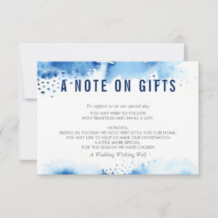 Carte De Correspondance UNE NOTE SUR CADEAUX couleur d'eau stylisée bleu f