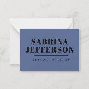 Carte De Correspondance Unique Elegant Plain Simple Bleu Noir