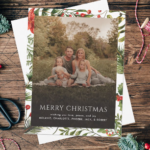 Carte De Correspondance Vacances de Noël Famille Photo Salutations