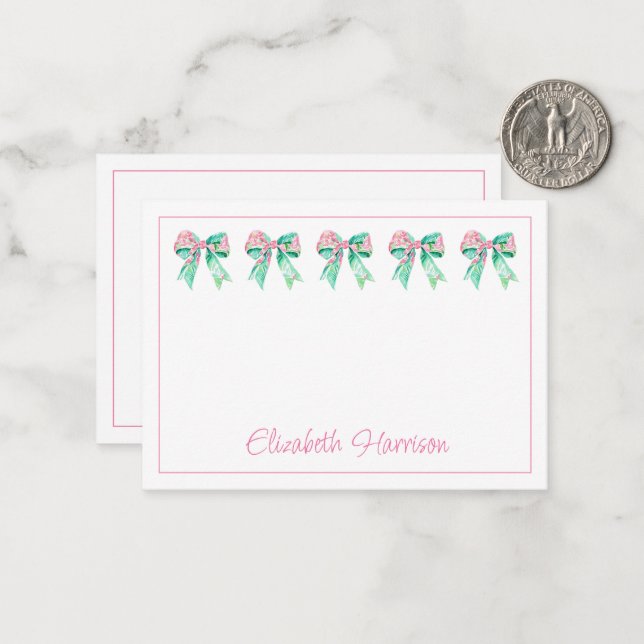 Carte De Correspondance Vaches florales roses et turquoise (Devant/Arrière en situation)
