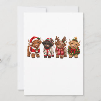 Carte De Correspondance Vaches Highland de Noël, amis de vacances