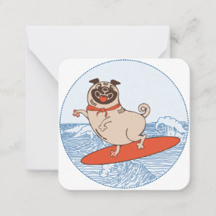 Carte De Correspondance Vague à cheval heureux chien de carlin sur la plan