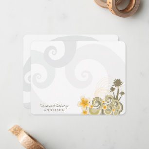 Carte De Correspondance Vagues tropicales Hibiscus jaune Destination Maria