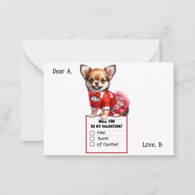 Carte De Correspondance Valentin personnalisable de chiot Chihuahua (Devant)