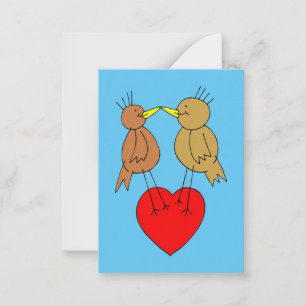 Carte De Correspondance Valentine Birds on a Heart Mini Cards Enfants