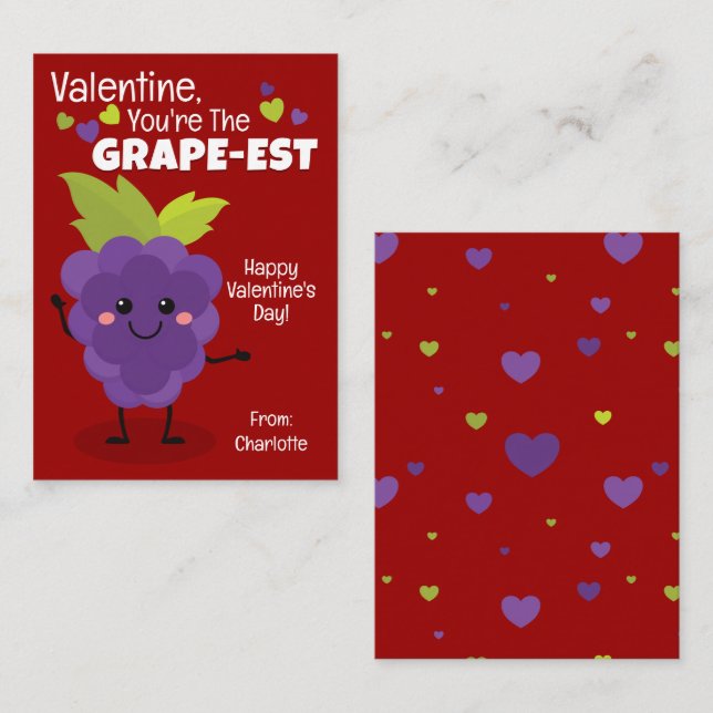 Carte De Correspondance Valentine, tu es le Grape-Est (Devant / Derrière)
