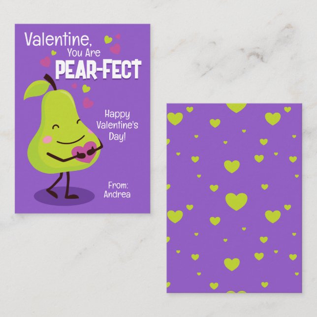 Carte De Correspondance Valentine, Tu Es Pear-Fect (Devant / Derrière)